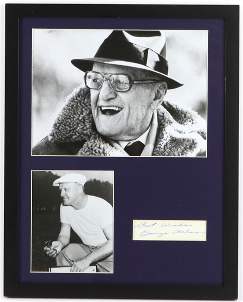 1970s George Halas Chicago Bears 12" x 15" Framed Display w/ Signed Cut (JSA)