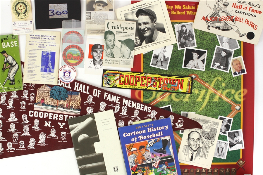 1960s-2000s Warren Spahn Milwaukee/Atlanta Braves Personal Memorabilia Collection - Lot of 18 w/ Publications, Decals, HOF Pennant & More (From Spahn Estate)