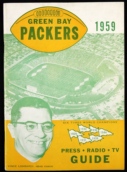 1959 Green Bay Packers Press Radio TV Guide