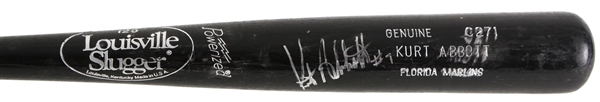 1994-97 Kurt Abbott Florida Marlins Signed Louisville Slugger Professional Model Game Used Bat (MEARS LOA/JSA)
