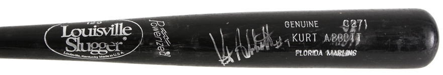 1994-97 Kurt Abbott Florida Marlins Signed Louisville Slugger Professional Model Game Used Bat (MEARS LOA/JSA)