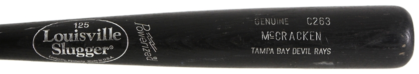 1998 Quinton McCracken Tampa Bay Devil Rays Louisville Slugger Professional Model Game Used Bat + Franklin Batting Glove (MEARS LOA)