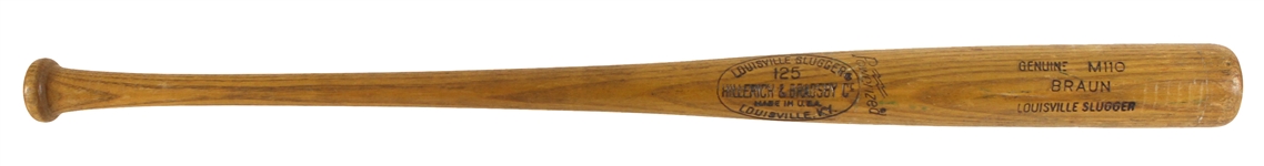 1977-78 Steve Braun Seattle Mariners H&B Louisville Slugger Professional Model Game Used Bat (MEARS LOA)