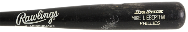 1992 Mike Lieberthal Minor Leagues Signed Rawlings Adirondack Professional Model Game Used Bat (MEARS LOA/JSA)
