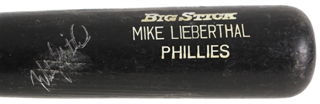1992 Mike Lieberthal Minor Leagues Signed Rawlings Adirondack Professional Model Game Used Bat (MEARS LOA/JSA)