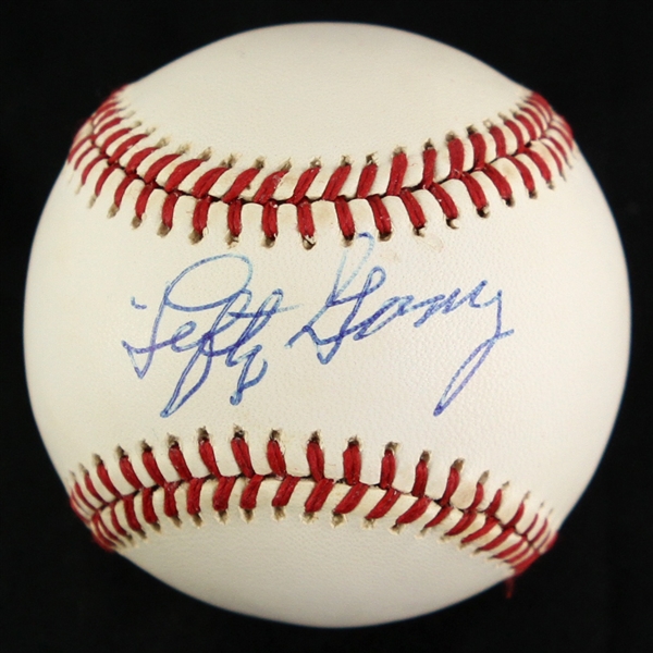 1985-88 Lefty Gomez New York Yankees Signed OAL Brown Baseball (JSA)