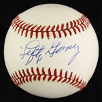 1985-88 Lefty Gomez New York Yankees Signed OAL Brown Baseball (JSA)