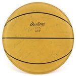 1975 Milwaukee Bucks Team Signed Rawlings Basketball Seat Cushion w/ 13 Signatures Including Jon McGlocklin, Junior Bridgeman, Brian Winters & More (JSA)