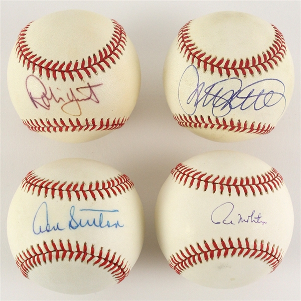 1985-93 Robin Yount Paul Molitor Ryne Sandberg Don Sutton Signed Baseballs - Lot of 4 (JSA)