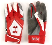 2012-13 Bryce Harper Washington Nationals Game Worn Under Armour Batting Gloves (MEARS LOA)