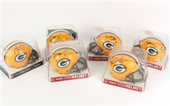 2000s Brett Favre Aaron Rodgers Randy Wright Lynn Dickey Ryan Grant Green Bay Packers Signed Mini Helmets - Lot of 6 (JSA)