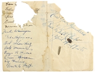 1925 New York Yankees Multi Signed Page w/ 8 Signatures Including Waite Hoyt, Bob Meusel, Bob Shawkey & Lou (Gehrig) Rookie Signature (JSA)
