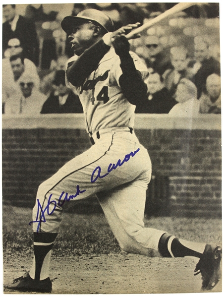 1968 Hank Aaron Atlanta Braves Signed Sport Magazine Page (JSA)