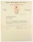 1929 George Halas Chicago Bruins Basketball Club Signed Letter *JSA*