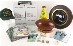 1960's-2000's Green Bay Packers Memorabilia Collection - Lot of 41 w/ Brett Favre Signed Wooden Football, Desmond Howard Signed SBXXXI Full Ticket, MIB Vince Lombardi Bobbles & More (JSA)