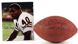 1990s-2000s Gale Sayers Chicago Bears Memorabilia Collection - Lot of 3 w/ Signed ONFL Tagliabue 75th Anniversary Football, Signed Photo & More (JSA)