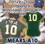 1974 Ray Fosse Oakland Athletics Game Worn Green Alternate Jersey (MEARS A10) World Series Champions Season