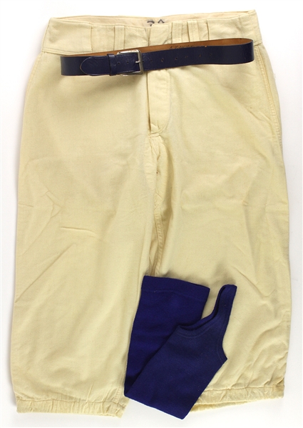 1956 Roy Camapnella (Attributed) Brooklyn Dodgers Uniform Elements - Lot of 3 w/ Pants, Belt, Stirrup 