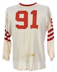 1950s King OShea White #91 Game Worn Durene Football Jersey (MEARS LOA)