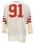 1950's King O'Shea White #91 Game Worn Durene Football Jersey (MEARS LOA)