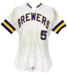 1975 George Scott Milwaukee Brewers Game Worn Home Jersey (MEARS A10)