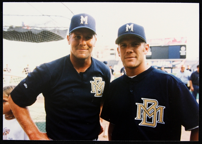 1990s Brett Favre Geoff Jenkins Milwaukee Brewers 4”x6” photo