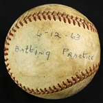 1963 (June 12) Stan Musial St. Louis Caridnals Signed ONL Giles Sportsman's Park Batting Practice Baseball (MEARS LOA/JSA)
