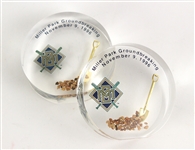 1996 Milwaukee Brewers Miller Park Groundbreaking Paperweights w/ Stadium Dirt - Lot of 2