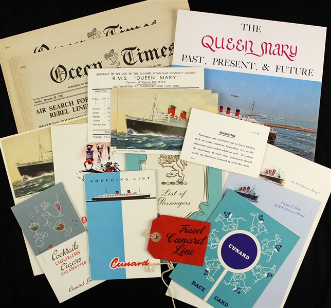 1961 R.M.S. Queen Mary Memorabilia 