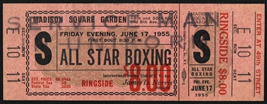 1955 Madison Square Garden All Star Boxin "Serviceman In Uniform" Stamped Ticket