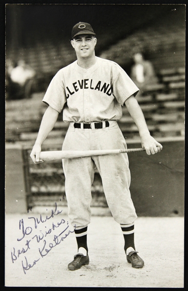 1940-41 Ken Keltner Cleveland Indians Signed 3.5" x 5.5" Postcard (JSA)