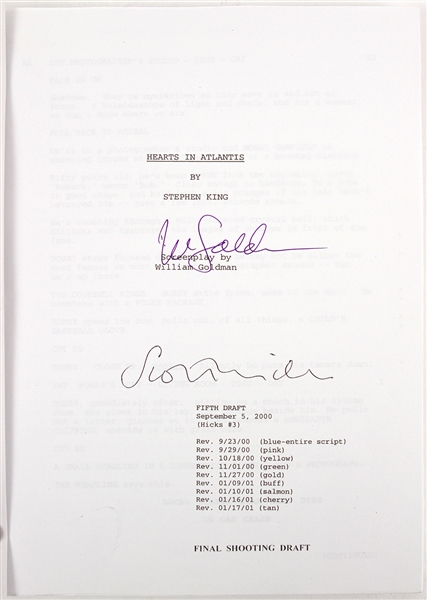 2000 William Goldman Scott Hicks Signed Hearts in Atlantis Shooting Script (JSA)