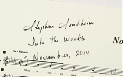 2014 Stephen Sondheim Into The Woods Signed No One Is Alone Sheet Music (JSA)