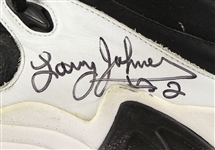 1991-96 Larry Johnson Charlotte Hornets Signed Game Worn Converse Sneakers (MEARS LOA/JSA)
