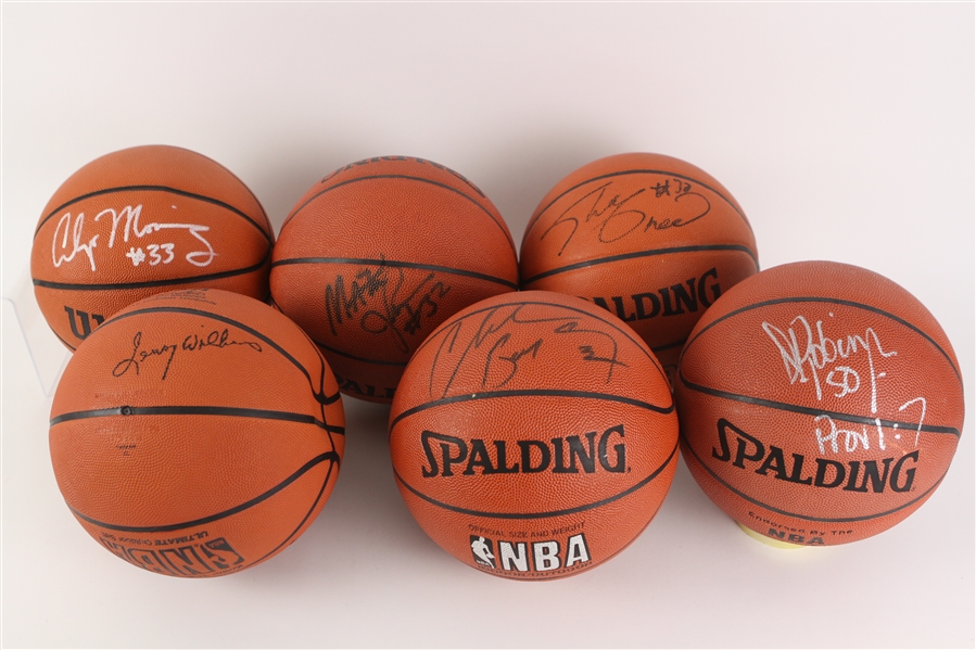 1980-1990s Lot of 6 Autographed Basketballs: Magic Johnson, Alonzo Mourning, Lenny Wilkins, Charles Barkley, Shaq ONeal, David Robinson (JSA)