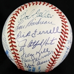 1985-89 Hall of Fame Multi Signed OAL Brown Baseball w/ 25 Signatures Including Mickey Mantle, Willie Mays, Hank Aaron, Pete Rose & More (JSA)