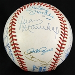 1985-89 Hall of Fame Multi Signed OAL Brown Baseball w/ 25 Signatures Including Mickey Mantle, Willie Mays, Hank Aaron, Pete Rose & More (JSA)