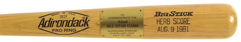 1981 Herb Score Cleveland Indians Adirondack Commemorative All Star Game Bat