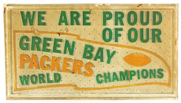 1960s 21" x 37" Green Bay Packers World Champions Vaccum Form Bar Sign