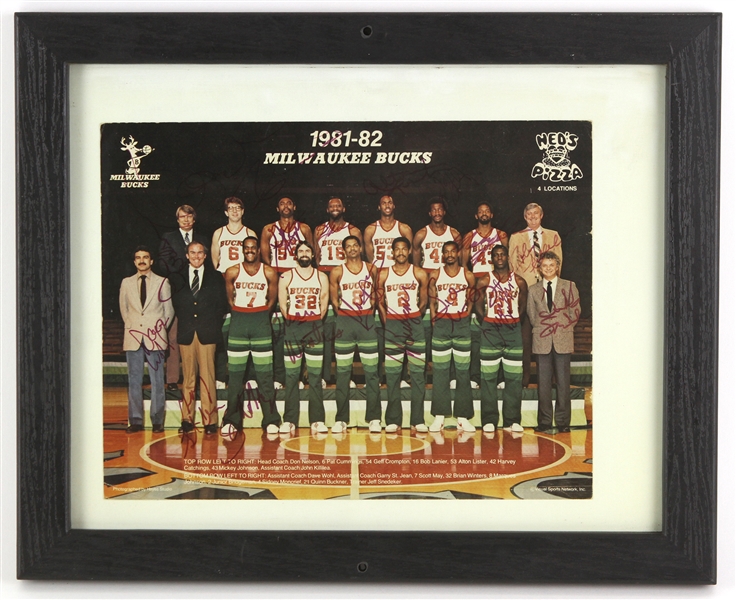 1981-1983 13" x 16" Milwaukee Bucks Framed Photo (JSA)