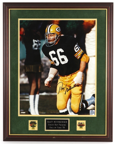 1996 Ray Nitschke Green Bay Packers 23" x 29" Framed Display w/ Signed Oversize Photo (JSA) 261/300