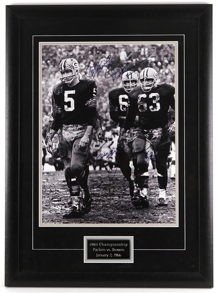 2004 Paul Hornung Fuzzy Thurston Jerry Kramer Green Bay Packers 23" x 31" Framed NFL Championship Game Display w/ Signed Oversize Photo (JSA)