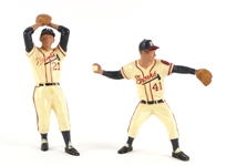 1960-63 Warren Spahn Eddie Mathews Milwaukee Braves Original Hartland Statues - Lot of 2