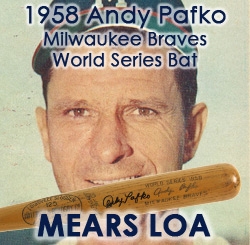1958 Andy Pafko Milwaukee Braves H&B Louisville Slugger Professional Model World Series Bat (MEARS A9/JSA)