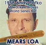 1958 Andy Pafko Milwaukee Braves H&B Louisville Slugger Professional Model World Series Bat (MEARS A9/JSA)