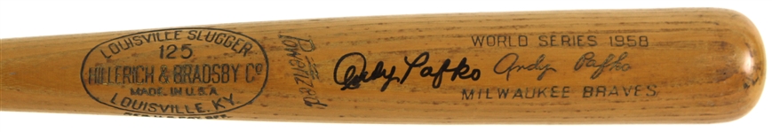 1958 Andy Pafko Milwaukee Braves H&B Louisville Slugger Professional Model World Series Bat (MEARS A9/JSA)