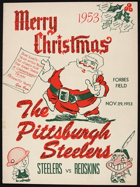 1953 Pittsburgh Steelers Washington Redskins Forbes Field Game Program