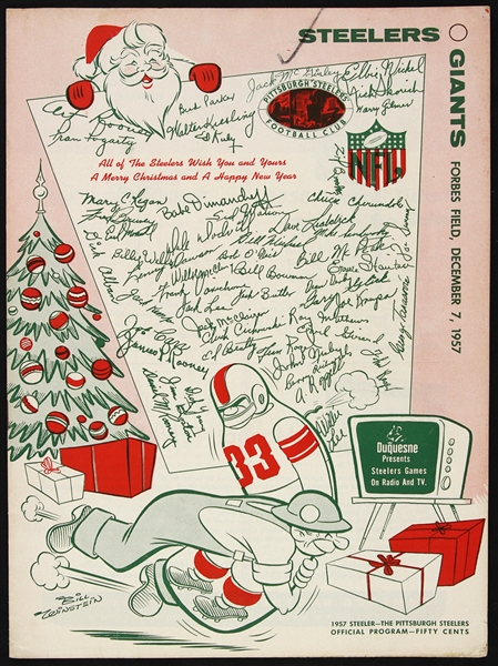 1957 Pittsburgh Steelers Washington Redskings Forbes Field Game Program