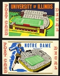 1940s-50s Notre Dame & University of Illinois 3.5" x 5.5" Decal Postcards - Lot of 2