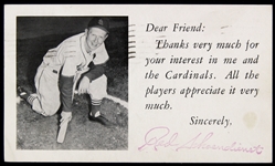 1955 Red Scoendienst St. Louis Cardinals Signature Stamped 3.5" x 5.5" Postcard